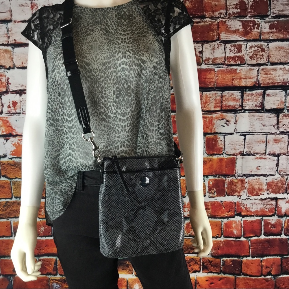 COACH Python Print Crossbody Purse with Patent Leather Accents - Picture 8 of 16